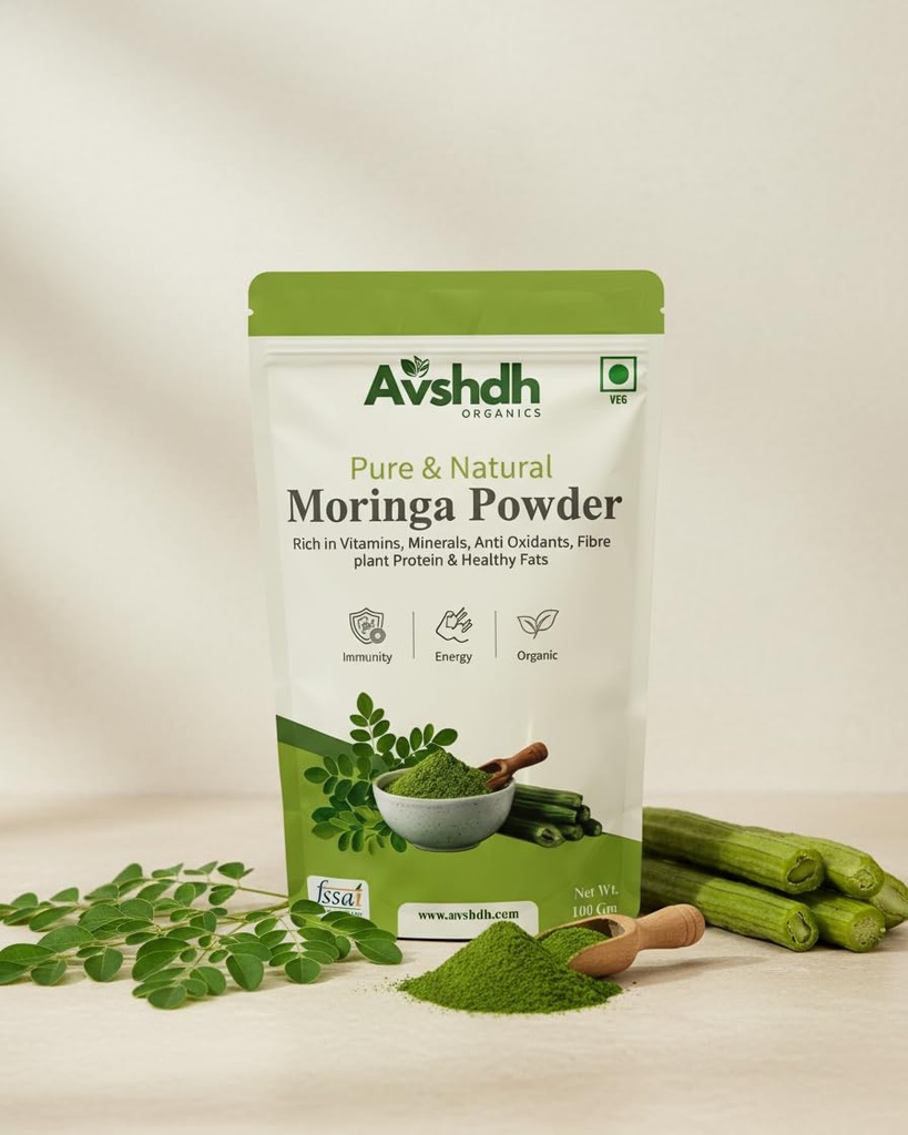 Moringa Powder | Drumstick powder Pure Natural Superfood Powder – Nutrient Rich Plant Based Superfood Blend for Daily Energy, Immunity Support & Healthy Lifestyle 100g