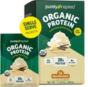 Proteina-hauts organikoa, 14 zerbitzatu bakarreko paketeak, Kremadun Vanilla - 20g landareetan oinarritutako proteina-hautsa Leuntasun eta Shakes-etarako - Dairy-Free, Ez-GMO - Gizon eta Emakumeentzako