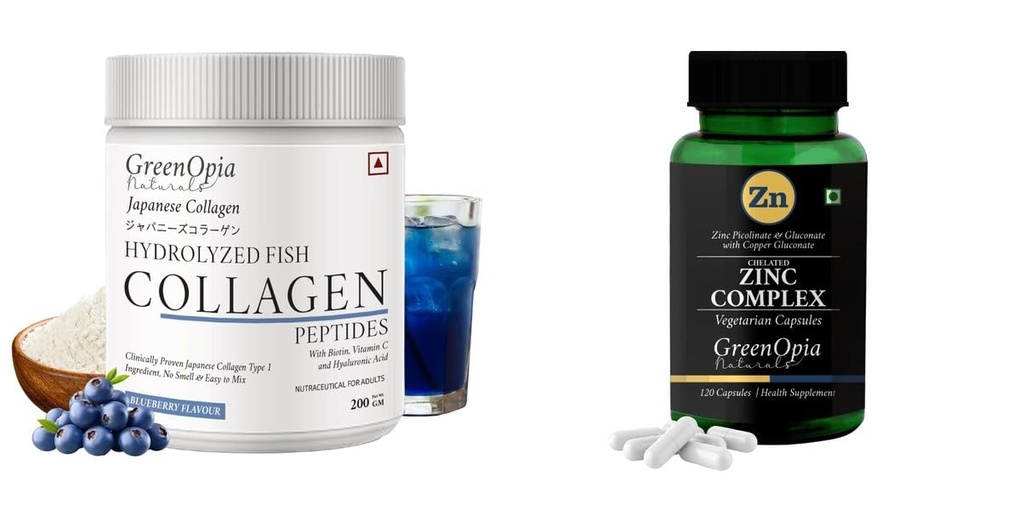 Marine Collagen Peptides Powder Blueberry Zinc Complex Wellness Daily Vitality |60 CAPSULES