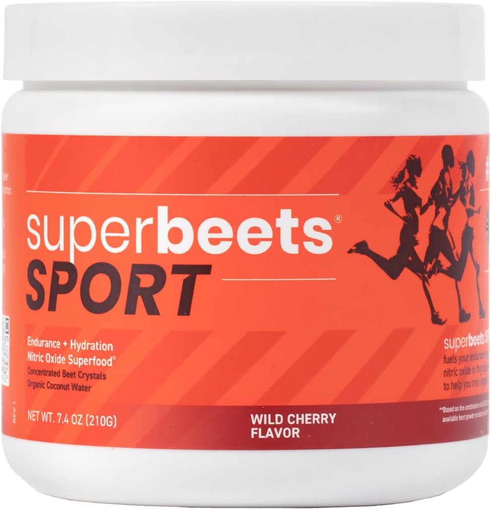 HumanN SuperBeets Sport Endurance Pre Workout Supder, Nitric Oxide Suplement, NSF Disahkan, Stimulant & Caffeine Bebas, Dibuat dengan Beet Root, Wild Cherry, 20 Servings