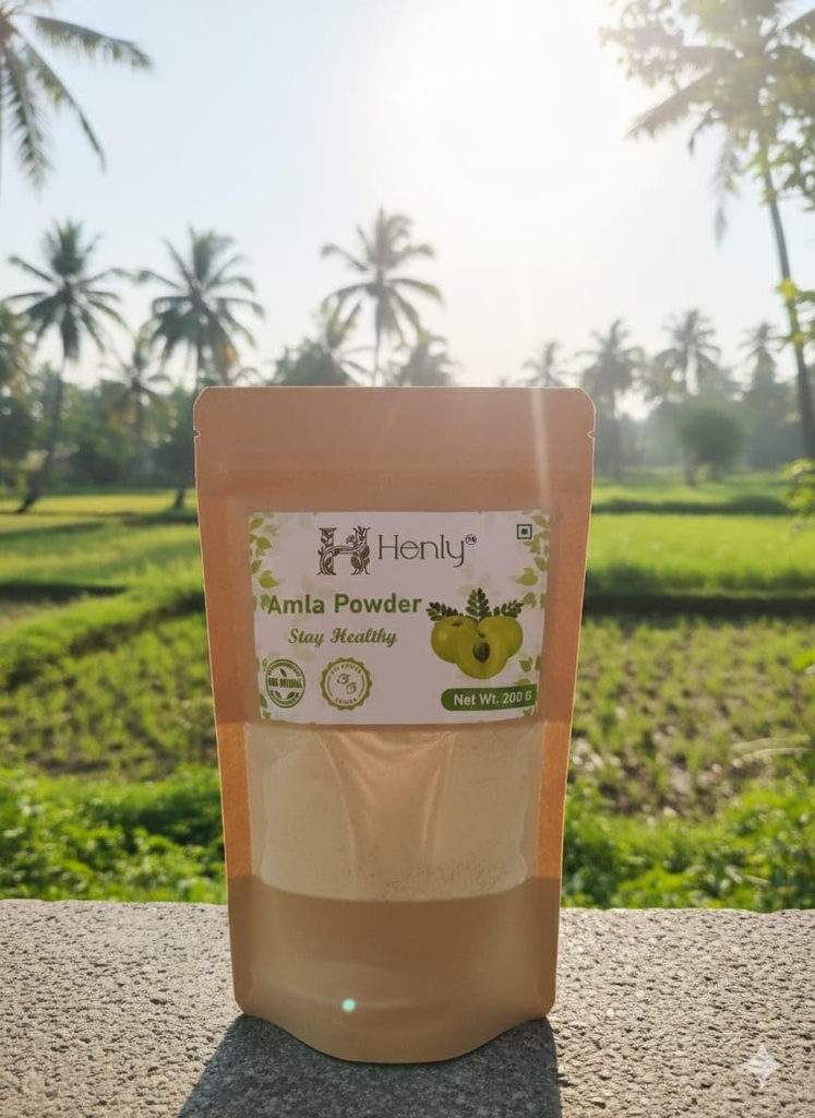 Henly Pure Amla Powder For Hair Growth Ideal for Hair, Eating, Drinking & Skin 200g