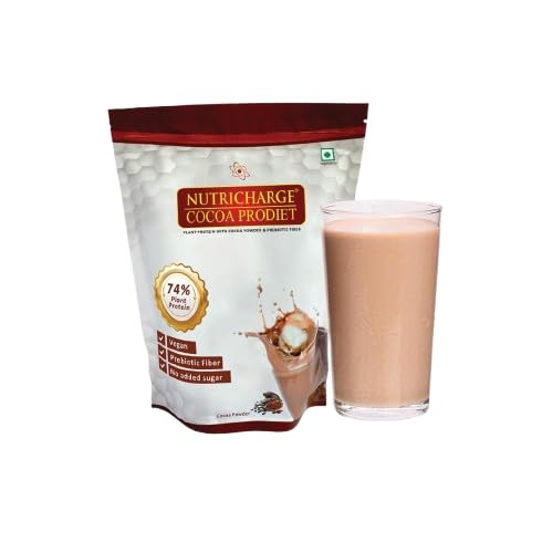 I Unique Nutricharge Cocoa Prodiet Plant Protein Powder, 74% Protein