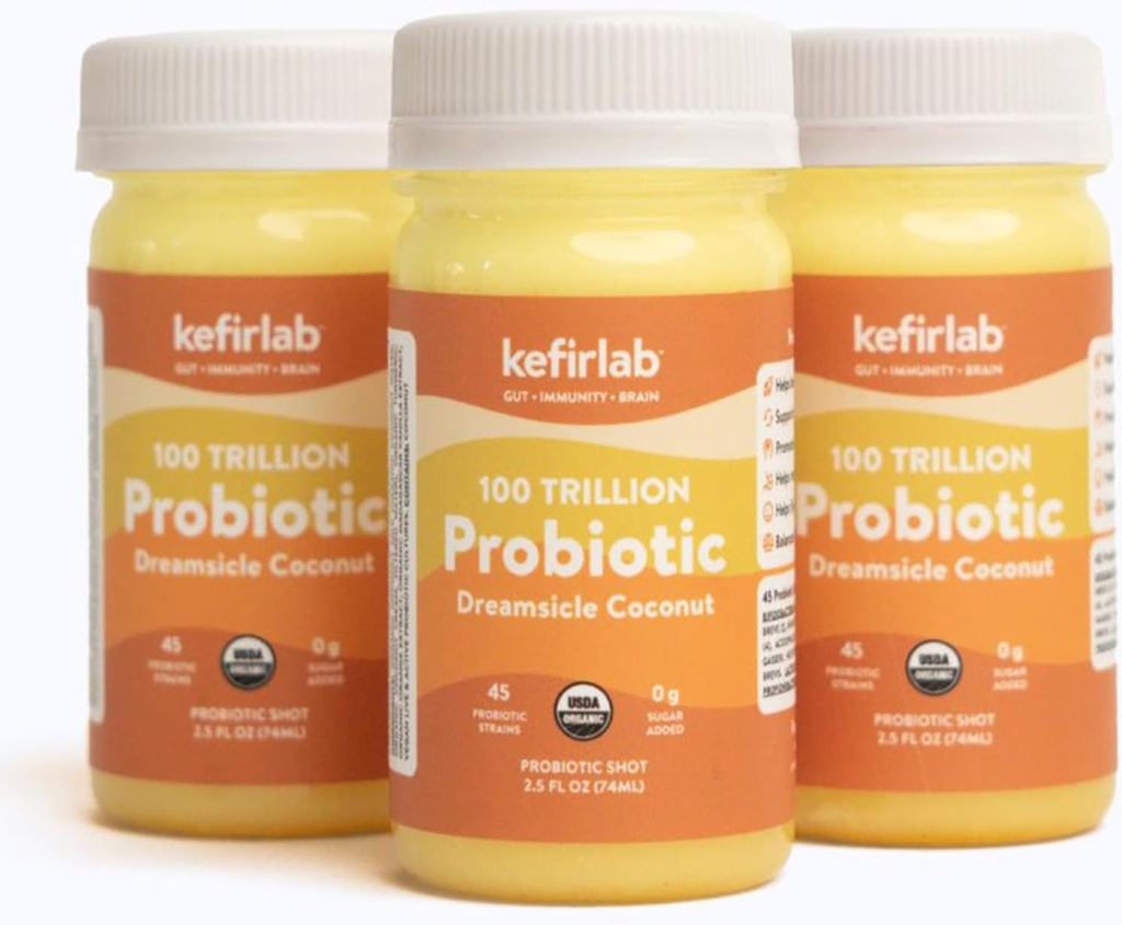 KefirLab Probiootikumid 100T CFU - 36 Tüved - Vegan & Orgaaniline - Toetus Seedimine, Immuunsüsteem, Aju Tervis, Mood & Stress. Dreamsicle (16-Pack)