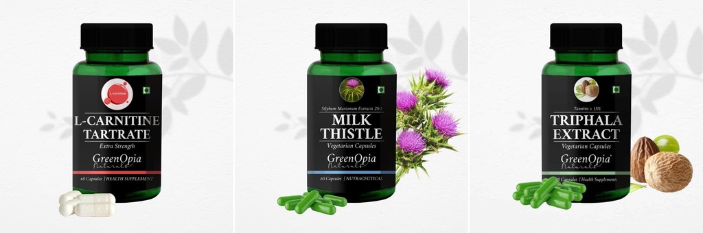 L Carnitine 1 + Milk Thistle Triphala Daily Health Pack |60 CAPSULES