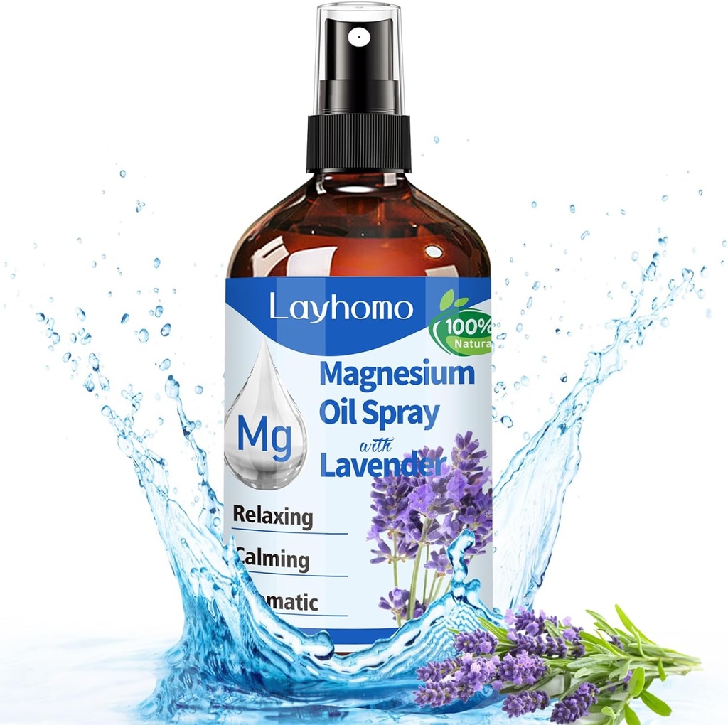Spray de aceite de magnesio para o sono, magnesio para o pé, Soothing músculos e relaxación,Pain,Ultra concentración con Lavender-200ML