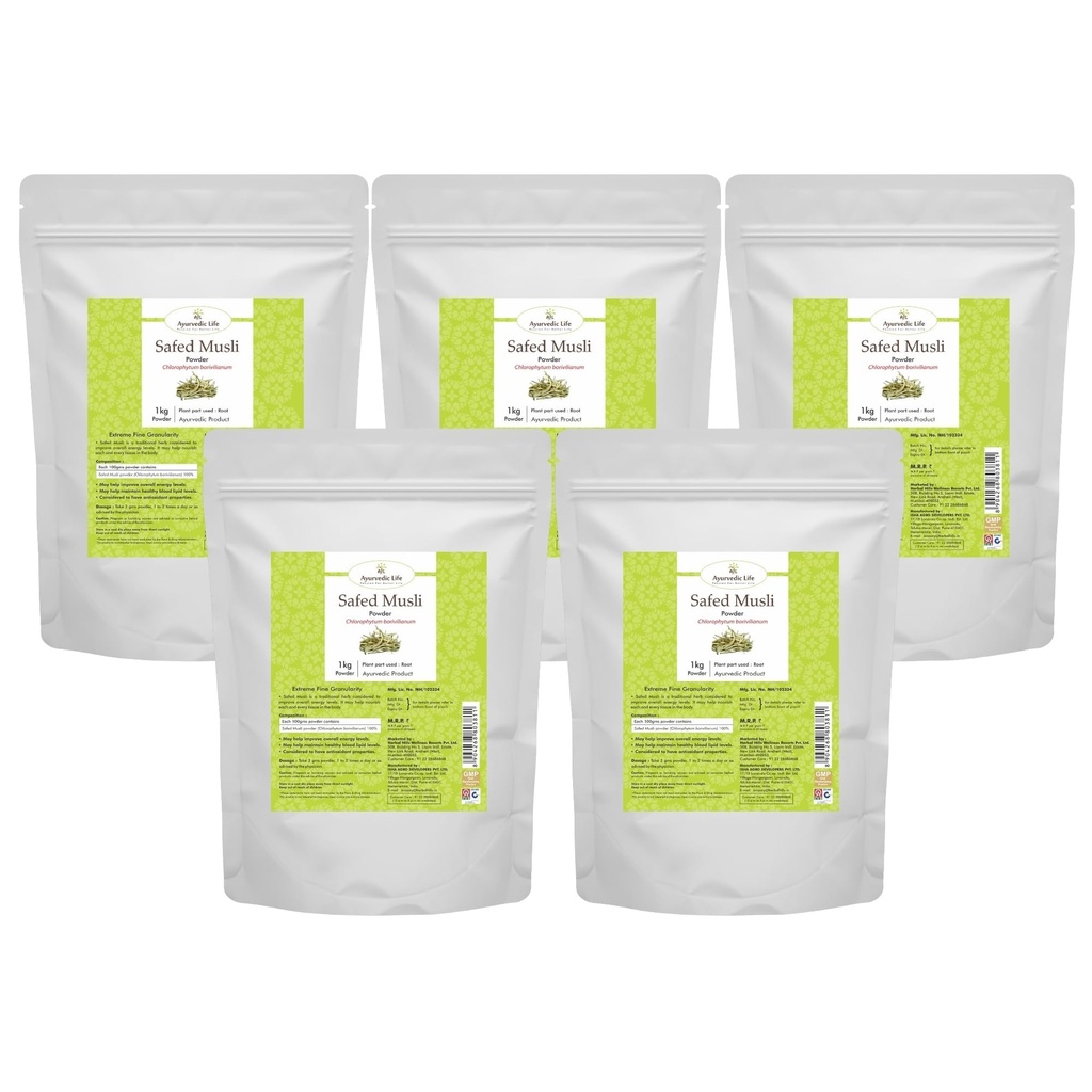 Ayurvedic Life Safed Musli Powder - 1 Kg (Pack Of 5)