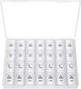 XL Pill Organizer 4 Times a Day, BUG HULL Extra Large Weekly Pill Box Case, 7 Day Vitamin Container Daily Pill Holder for Cod-Liver Oil, Vitamins, Supplements (White)