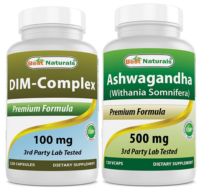 Best Naturals DIM Supplement 100 mg & Ashwagandha Extract 500 Mg