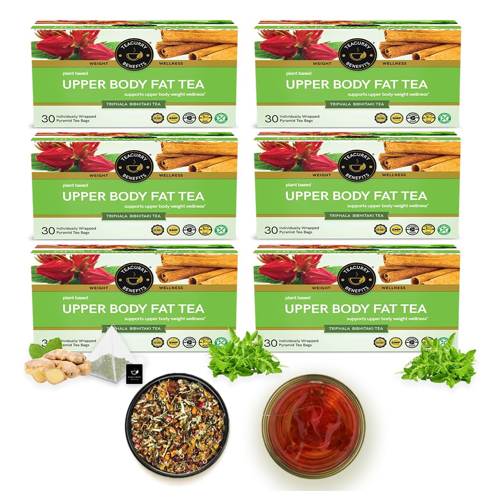 TEACURRY Upper Body Fat Burn Tea (6 Month Pack | 180 Tea Bags) - Helps lose weight fast of Chest, Shoulders, Neck and Arms Fat