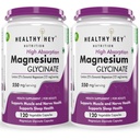 HealthyHey Nutrition High Absorption Magnesium Glycinate, 550mg - 120 Vegetable Capsules - Pack of 2