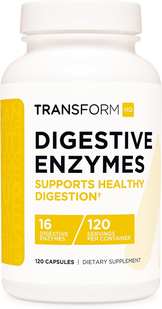 Transform HQ Digestive Enzymes Supplement (120 kapsuly) - 16 Enzýmy, Podpora zdravé zažívanie