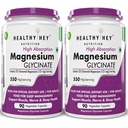 HealthyHey Nutrition High Absorption Magnesium Glycinate, 550mg - 90 Vegetable Capsules - Pack of 2