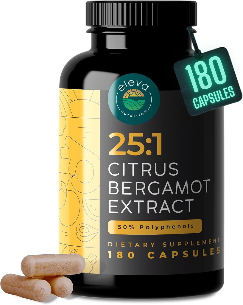 Citrus Bergamot va extreure 1000mmg Capsules Natural 25: 1 Citrus Bergamot suplementari amb un 50% d'extracció i Appers Black Pepper Natural Formula Vegan i No-GMO 2001-2002