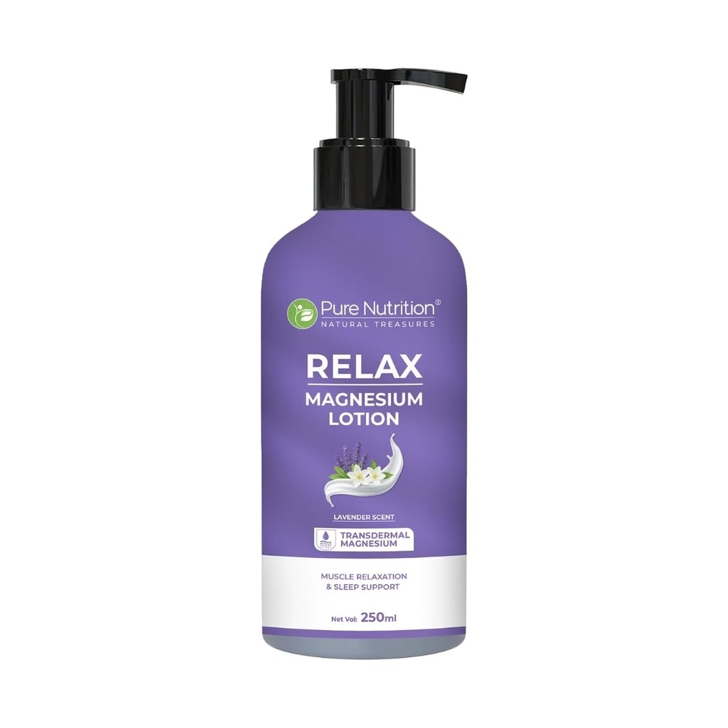 Pure Nutrition Magnesium Body Lotion Sleep Minerals | Magnesium Lotion For Sleep Routine, Body Relaxation | Moisturizer With Lavender Oil For Women & Men | 250 ml
