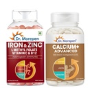 Dr. Morepen Iron & Zinc Tablets with Vitamin C & B12 + Calcium+ Advanced with Vitamin D2, Magnesium & Zinc | Bone, Muscle & Daily Nutrition Wellness Combo for Men & Women