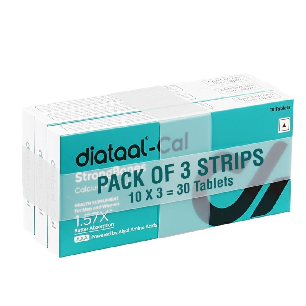 Diataal Calcium supplement for Men & Women | 57% Better Absorption | AAA Cal 500mg + D3 (400 IU) |Calci and Vitamin D3 Tablets | Strong bones & Joint Health|30 Tablets