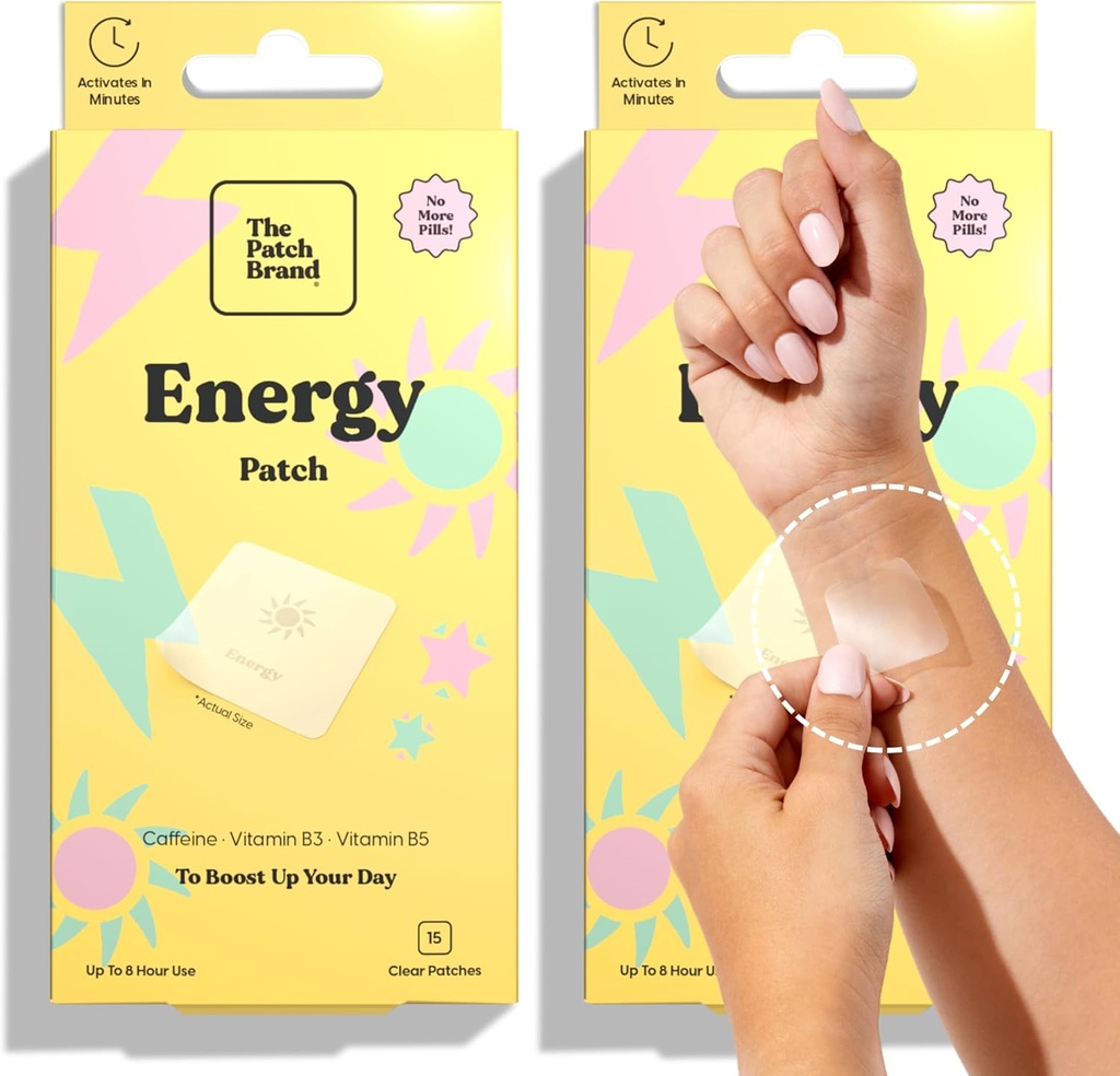 Patch Brand Energy Patches / Caffeine və B5 və B3 ilə Enerji dəstək - Bütün Natural Wellness Patch Bitki əsas və Cruelty Free Water Patch