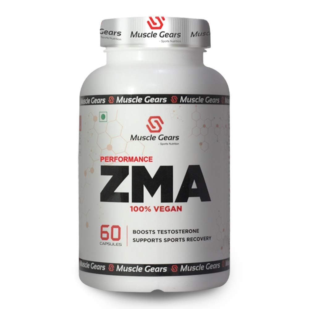 Muscle Gears ZMA Capsules | Zinc, Magnesium Aspartate & Vitamin B6 | Muscle Recovery, Strength & Endurance | Sleep Quality Support | Vegan | For Men & Women | 60 Capsules