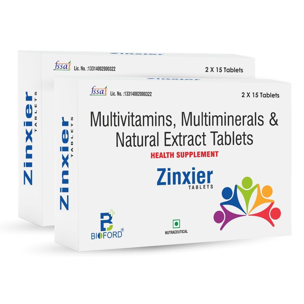 Zinxier Multivitamin Multimineral Tablets with Zinc, Magnesium & Vitamin B6 | Natural Extract Health Supplement for Energy, Immunity & Overall Wellness | Men & Women | 60 Tablets