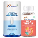 Dr. Morepen Liposomal Magnesium Complex 440mg with Aquamin®, Magnesium Glycinate, Vitamin D2, K2-7, B6 & B12 + Milk Thistle Capsules for Men & Women | Daily Wellness Combo Pack
