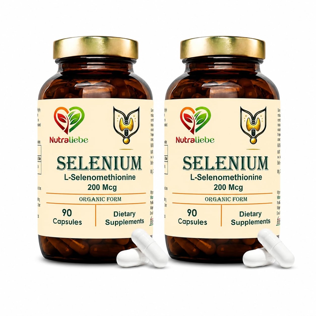 Selenium High Strength (Pack of 2) - Essential Trace Mineral for Thyroid, Immune System, Hair, Skin & Nails, 180 Capsules