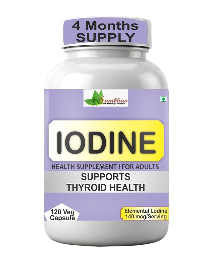 Iodine Health Supplement | 140 mcg Elemental Iodine per Serving | Supports Thyroid Health | 120 Veg Capsules