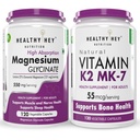 HealthyHey Nutrition Magnesium Glycinate 120 & Vitamin K2,120 capsules combo