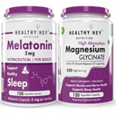 HealthyHey Nutrition Melatonin 3mg, 120 capsules & Magnesium Glycinate 120 capsules