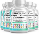 Czyste Nutraceuticals Quercetin Cynk Witamina C Witamina D Bromelain Elderberry - Płuc Immune Supplement Assistance Dorośli z Artemisinin, Sea Moss, Echinacea, Ulga alergiczna (60 Hrabia (5 sztuk))