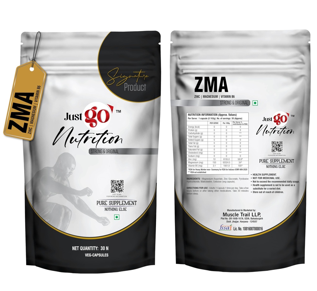 ZMA (Zinc, Magnesium, Vitamin B6) | (30 capsules) Unflavored (IMPORTED INGREDIENTS)