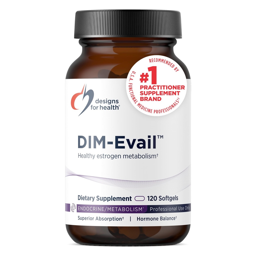 Designs for Health DIM-Evail - 100mg DIM Supplement Enhanced Absorption Diindolylmethane - Supports Healthy Estrogen Metabolism & Women's Health - Non-GMO & Soy-Free (120 Softgels)