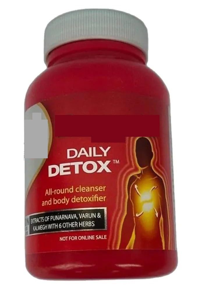 Daily Detox All-Round Cleanser and Body Detoxifier Capsules, Natural Herbal Extract Formula, 60 Count