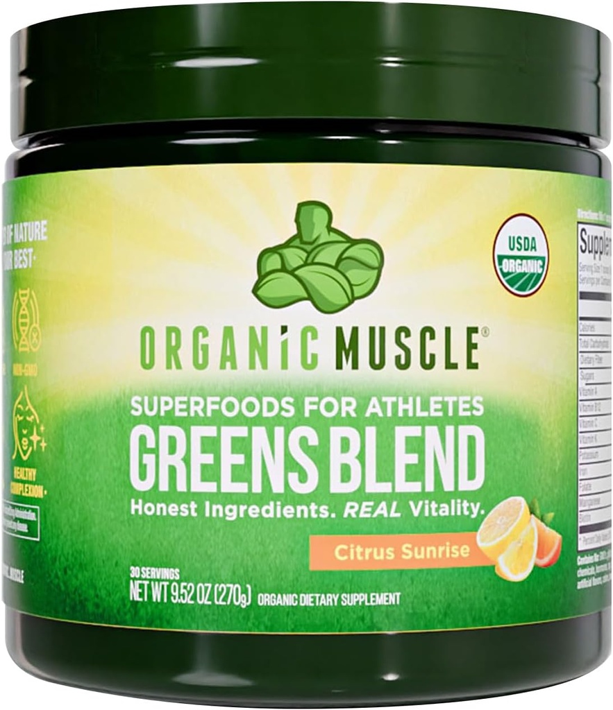 Muscle Super Greens Powder Organic Superfood Powder dengan Proposer, Spirulina, Chlorella, dan Matcha 124; Non-GMO, 30 Servis