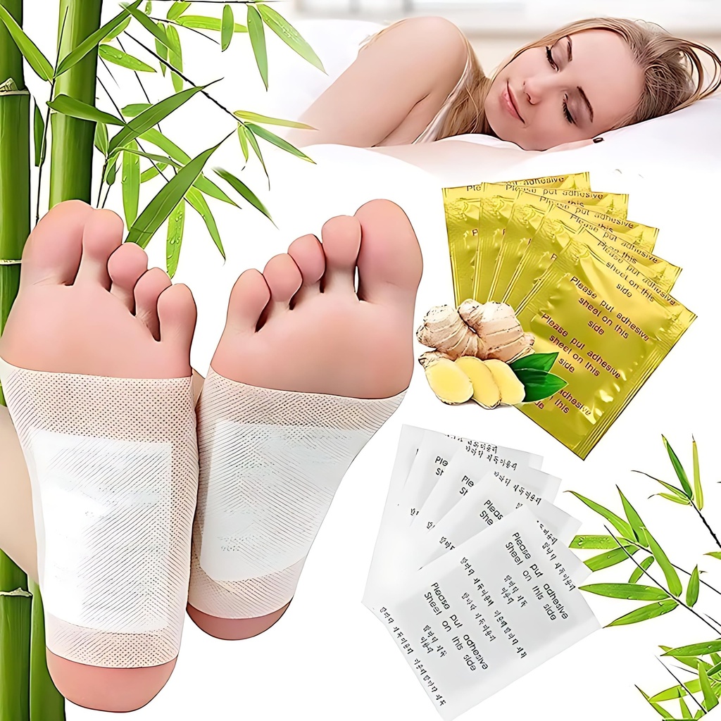 Detox Foot Pads - 10 Pairs & 10 Adhesive Sheets - Natural Ingredients - Stress Relief & Toxin Removal - Unisex-Adults - Gold - Detox Foot Patch