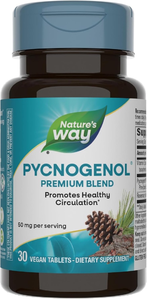 Nature's Way Pycnogenol, מקדם מחזור בריא *, 30 טבליות טבעוניות
