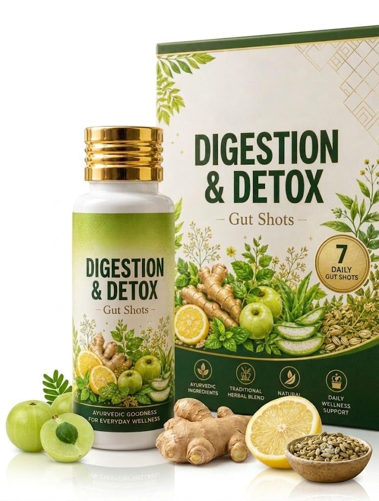 Digestion Detox Gut Shot | Herbal Daily Wellness Liquid | Digestive Wellness & Gut Health Support | Easy-to-Drink Botanical Formula | Convenient Daily Herbal Wellness Shot