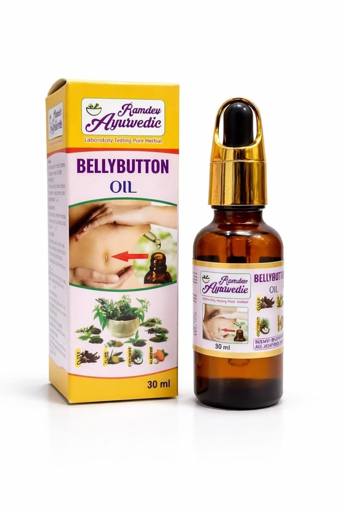 Ayurvedic Belly Button Oil (Nabhi Oil) for Digestive Health & Wellness | 100% Natural Herbal Navel Oil for Men & Women | Improves Digestion, Skin Glow & Relaxation | 30 ml.