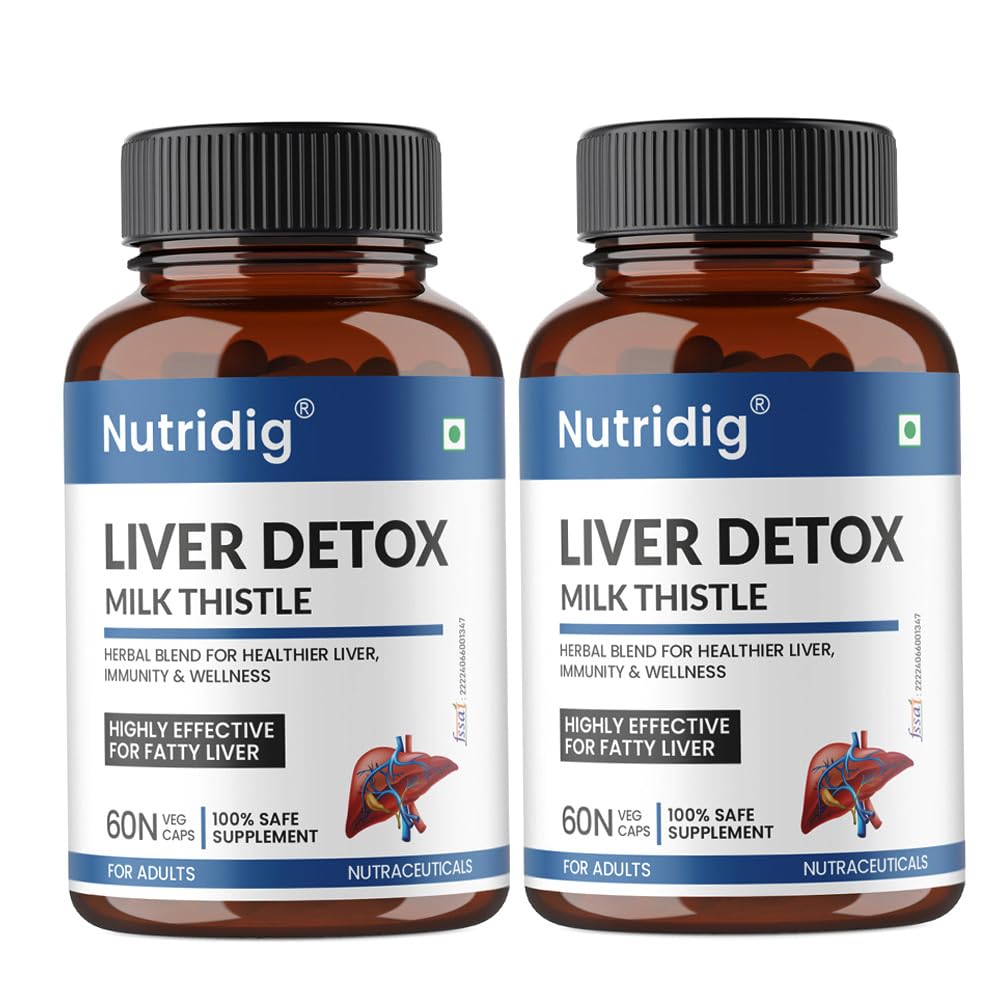 Liver Detox with Milk Thistle | Herbal Blend for Healthy Liver, Fatty Liver Support, Immunity & Wellness | Pack of 2-120 Veg Capsules