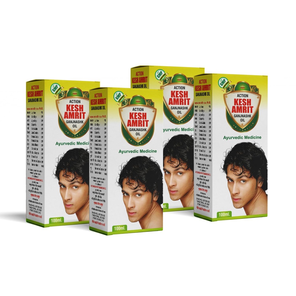 I Action Kesh Amrit Ganjnashk Oil I Legacy of Ayurveda I Ayurvedic Medicine I GMP Certified Company I 100 ML (Pack of 4)