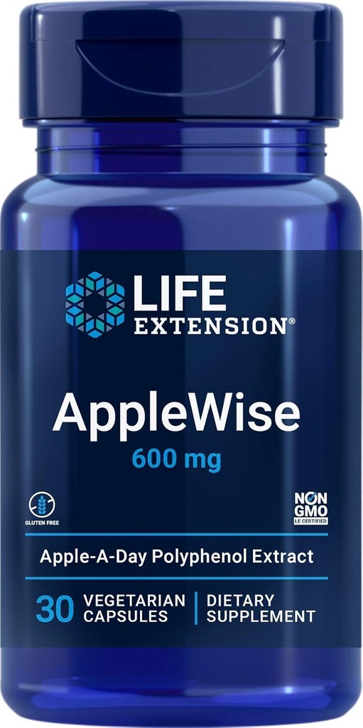 Apple ส่วนขยาย Apple ปัญญา 600mg Antooxidant-Rich Organic Apple Philphols heart & Colon Health - Not-GMO, Glute-free - 30 Callsutions