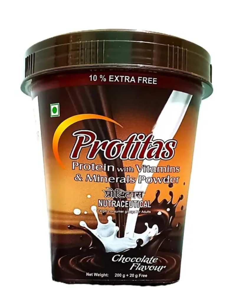 Proti-tas Protein Powder with Vitamins & Minerals | Chocolate Flavour Drink Mix | 220g