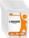 BulkSupplements.com L-Arginine Powder - Arginine Supplement, Nitric Oxide Supplement, Unflavored & Gluten Free, 1g per Serving, 1kg (Pack of 5) (11 lbs)