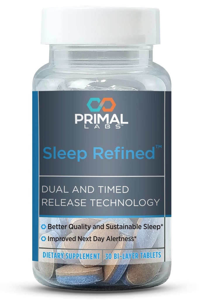 Primal Labs SleepRefined Sleep Aid with Melatonin Slow Release, 30 Count