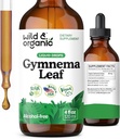 Wild " Organic Gymnema Sylvestre Extract drops - Sugar-Free Gymnema Sylvestre supplements - Gurmar Powder Based Tincture - Vegan, Alcohol-Free Leaf Liquid drops - 4 fl oz