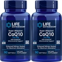 Ampliación de vida COQ10 Super Ubiquinol 100mg 90 Conde (Pack de 2) con soporte Mitocondrial mejorado