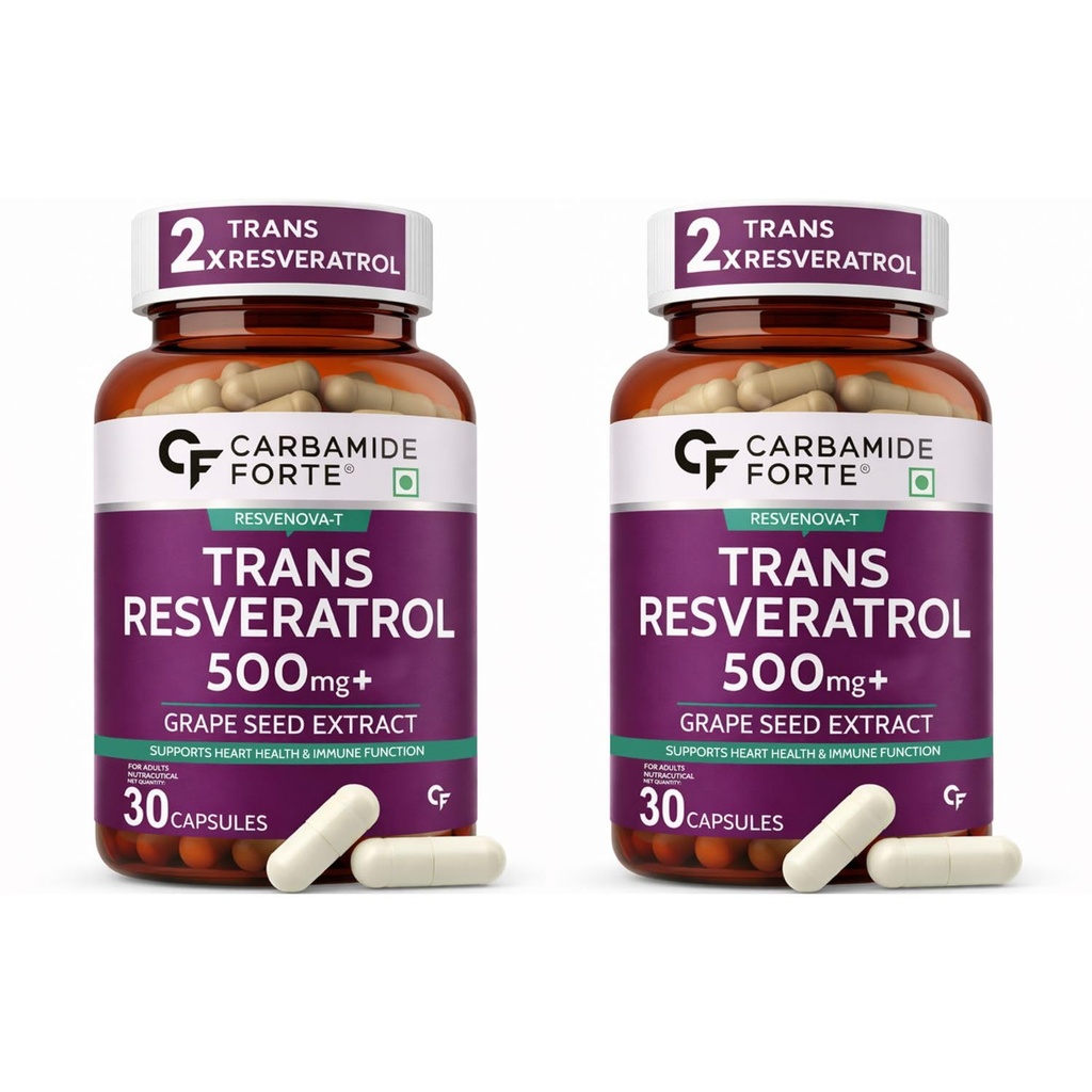 Carbamide Forte Trans-Resveratol 500mg - 30 Capsules (Pack of 2)