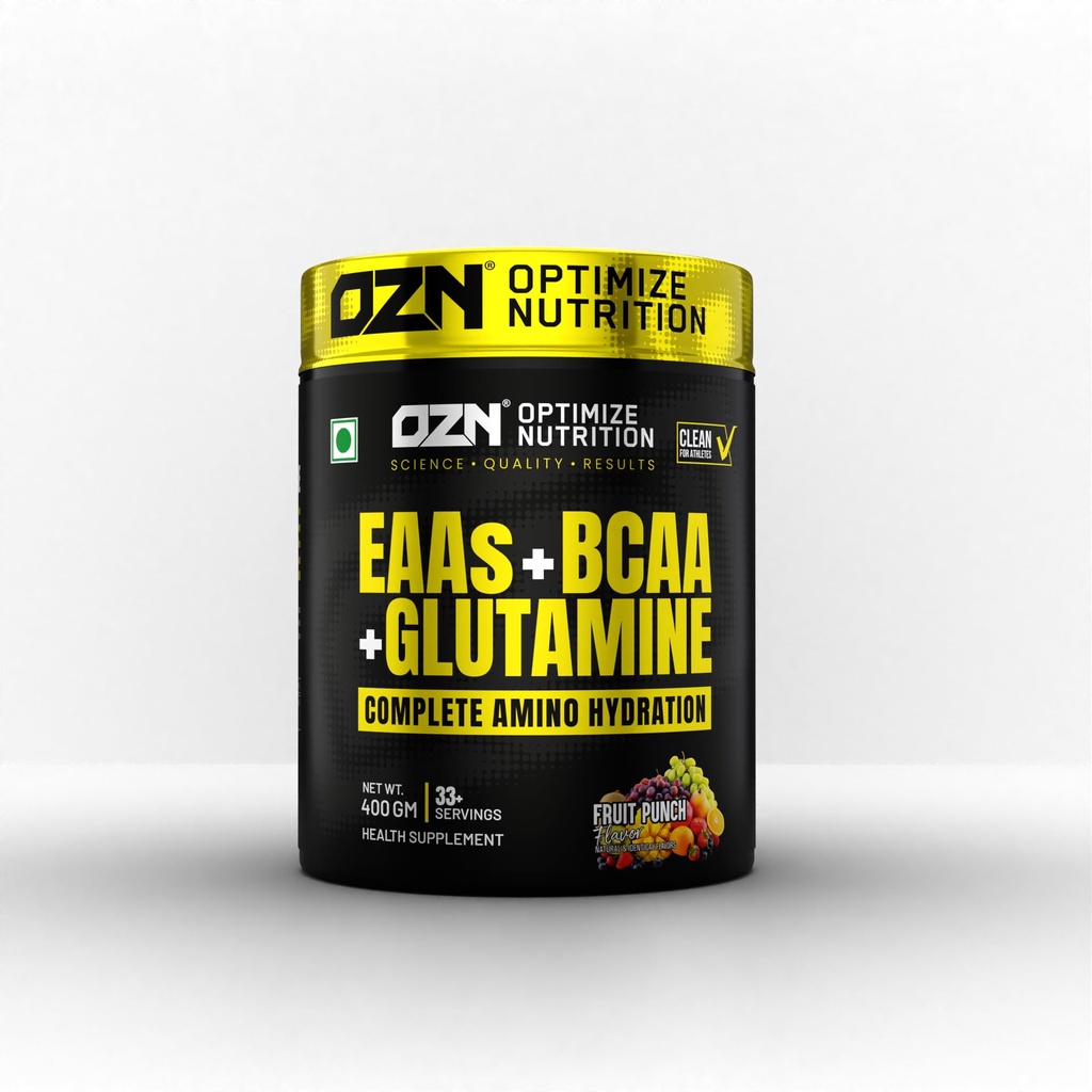 OZN (OPTIMIZE NUTRITION) EAAs + BCAA + Glutamine 33 PLUS SERVINGS - 400GM (Fruit Punch Flavor)
