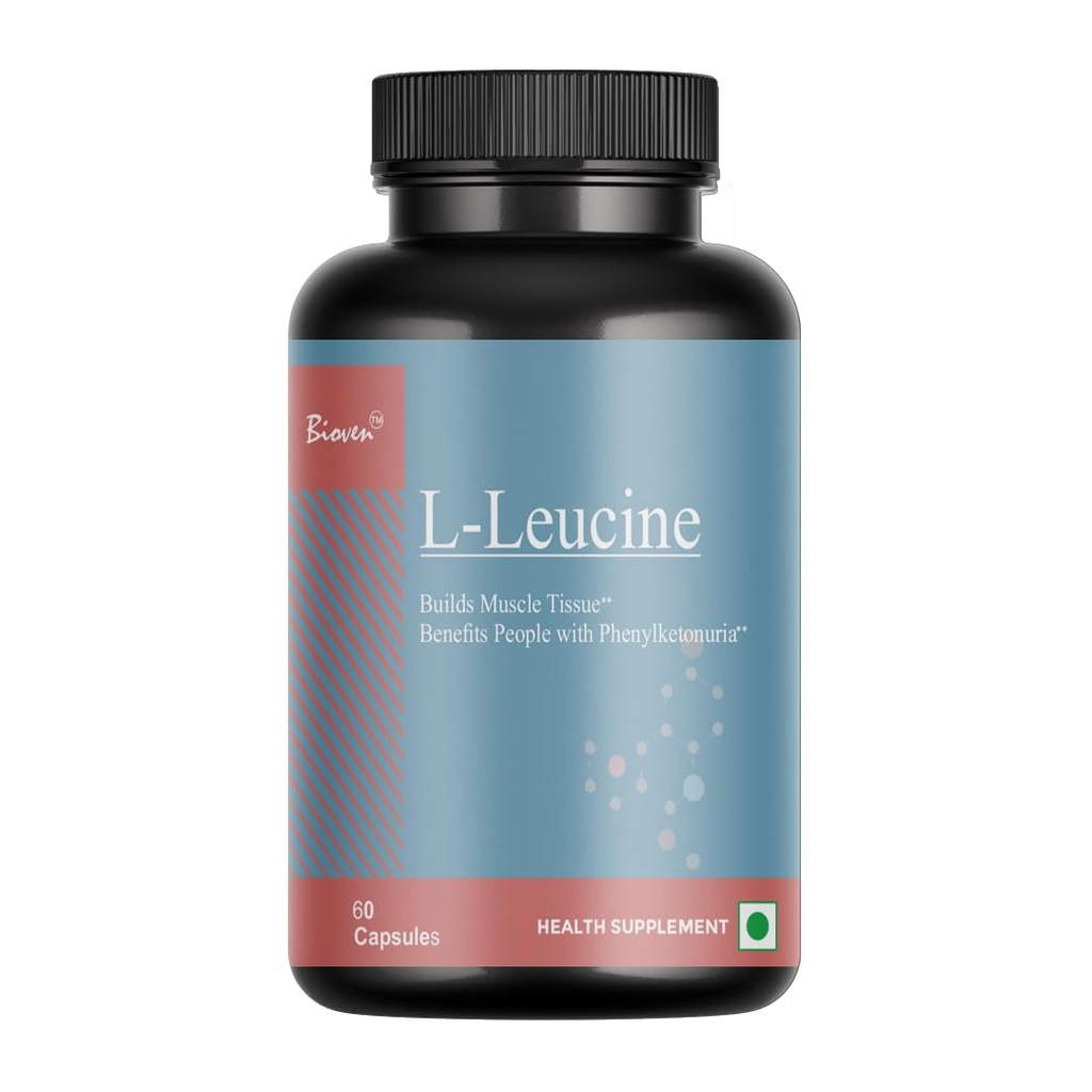 L-Leucine 300mg 60 Veg Capsules | Essential Amino Acid for Muscle Recovery, Protein Synthesis & Energy Boost | 100% Vegetarian & Gluten-Free | Amino Supplement