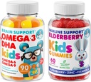 DR. MORITZ Cardio & Immune Boost Duo - Çocuklar Omega 3 Gummies (90 Count) Çocuklar için Yaşlı Gummies (60 Kont)