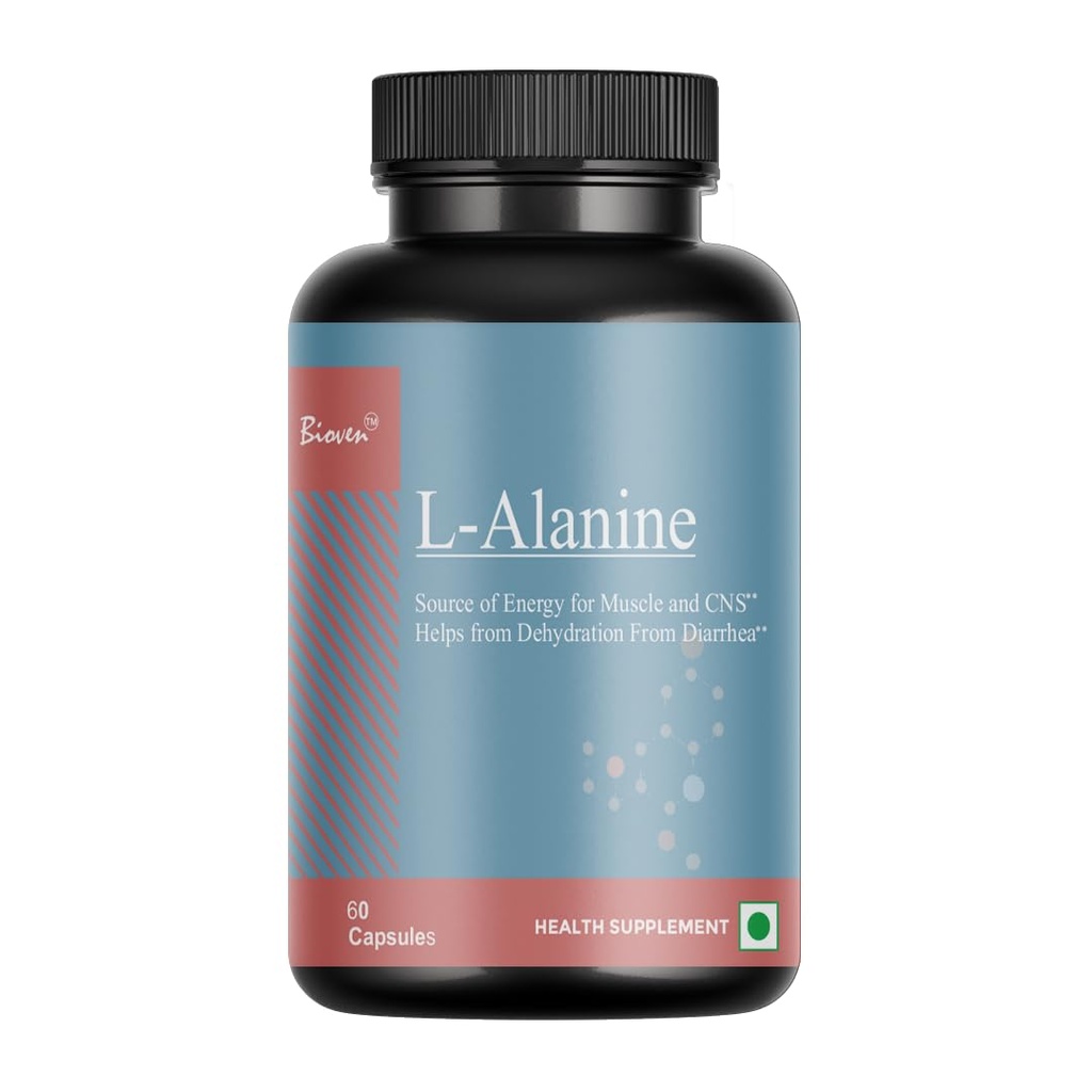 L-Alanine 300mg - 60 Veg Capsules | Premium Amino Acid Supplement | Supports Energy & Muscle Recovery | 100% Vegetarian & Non-GMO